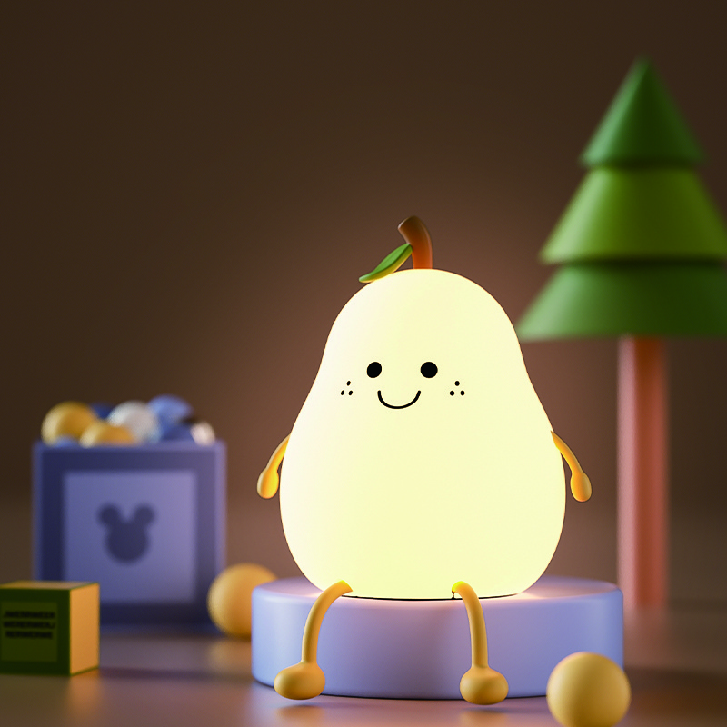 2022 color LED silicone lamp children's bedroom bedside sleeping lamp USB charging regardless of silicone pear night lamp