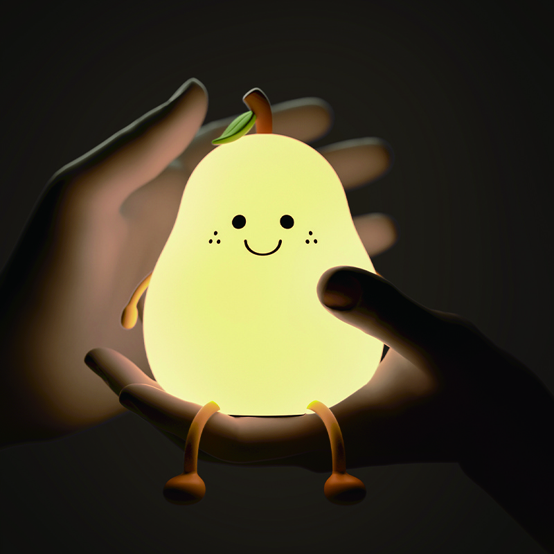 2022 color LED silicone lamp children's bedroom bedside sleeping lamp USB charging regardless of silicone pear night lamp