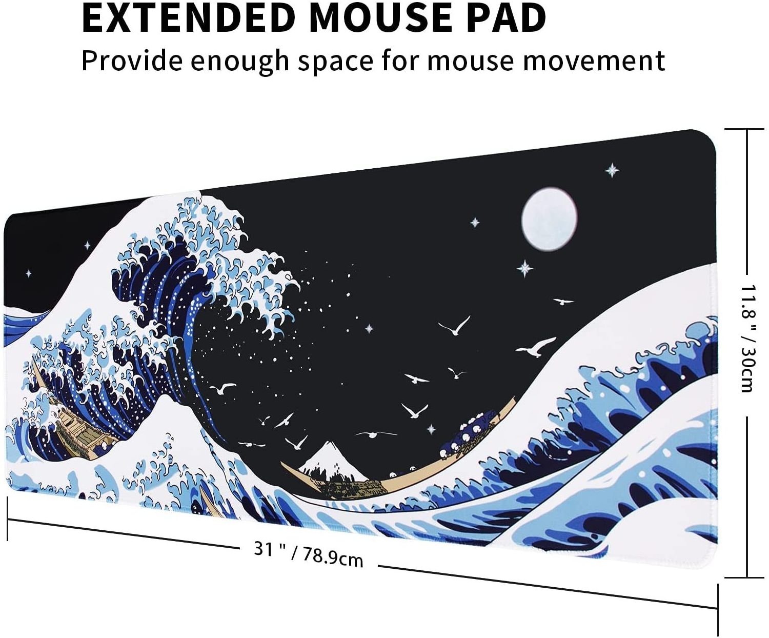 Hot Sale XXL Large Gaming Laptop Mouse Pad Sea Wave Desk Pads PC Keyboard Waterproof Non Slip Thick Rubber Table Mat