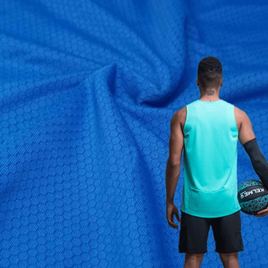 Recycled Breathable Printed Knitted 4 Way Stretch Honeycomb Poly Spandex DriFit Outdoor Fabric For Sportswear Jersey