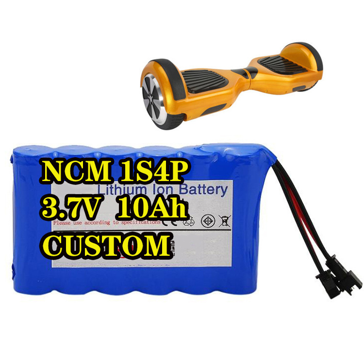 Wholesale 18650 Rechargeable 1S4P NCM 18650 3.7v 10Ah Li-ion smart balance wheel hoverboard battery pack