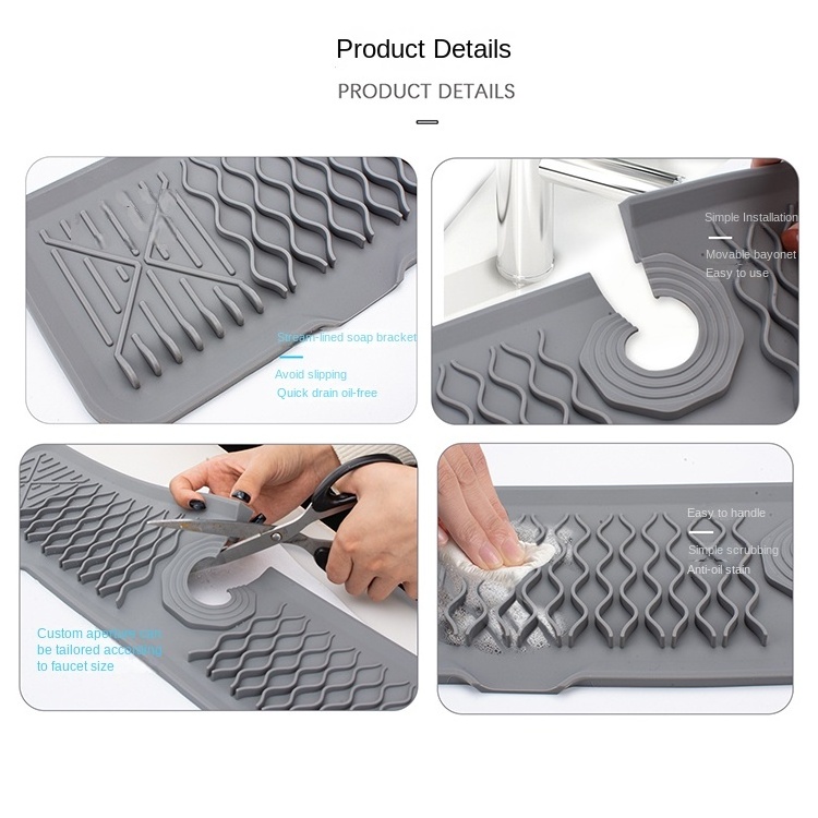 Newest Hot Sale Kitchen Sink Silicone Sink Faucet Mat Sink Faucet Splash Catcher Drying Mat for Kitchen