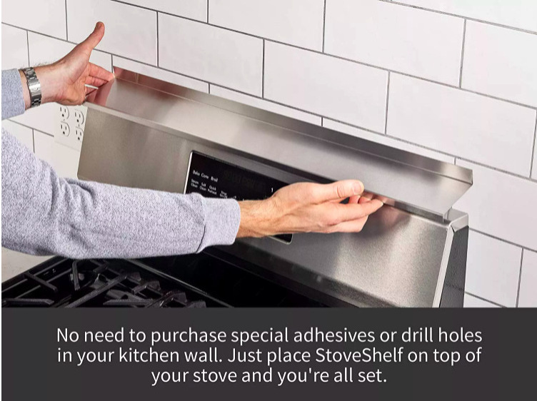 2024 New Stainless Steel Stove Shelf Over-The-Stove Kitchen Organizer with Top Magnetic Shelf Stainless steel stove top shelving