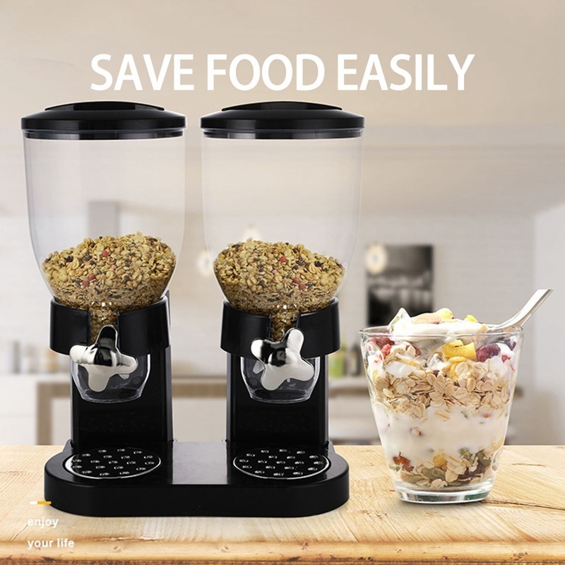 2024 Hot sale Deals Double Dry Food Dispenser,Dual Control,Dry Food Cereal Dispenser Storage Boxes Food Container Round