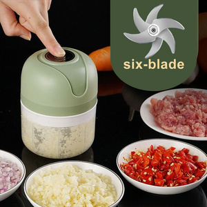 New Portable Electric Kitchen Food Processor Mini Stainless Steel Garlic Vegetable Shredder Plastic Blade Press Design Style