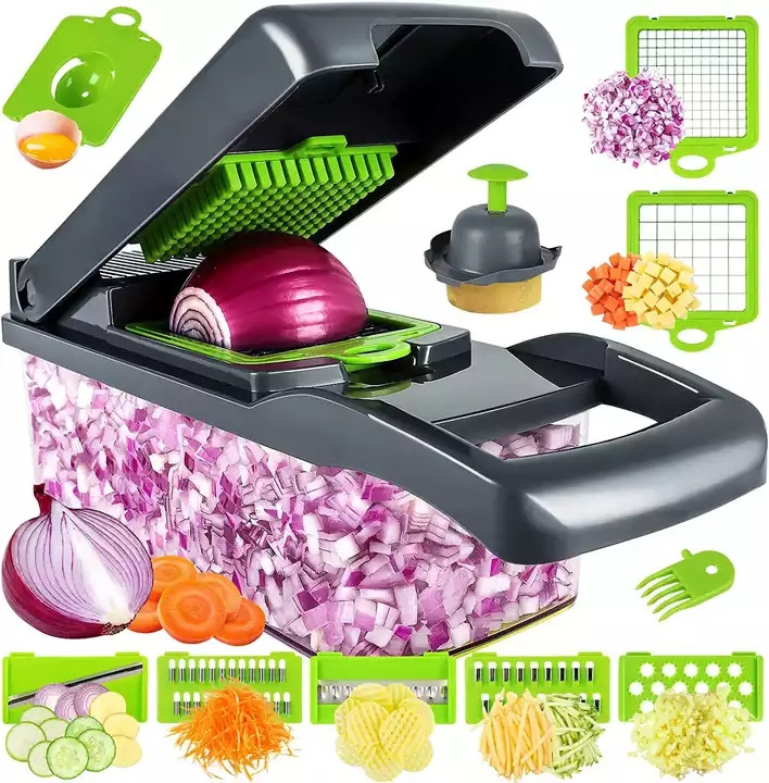 New Arrival Multifunctional 15 In 1 Handheld Vegetable Chopper Onion Cutter Potato Peeler Kitchen Fruits Slicer Vegetable Cutter