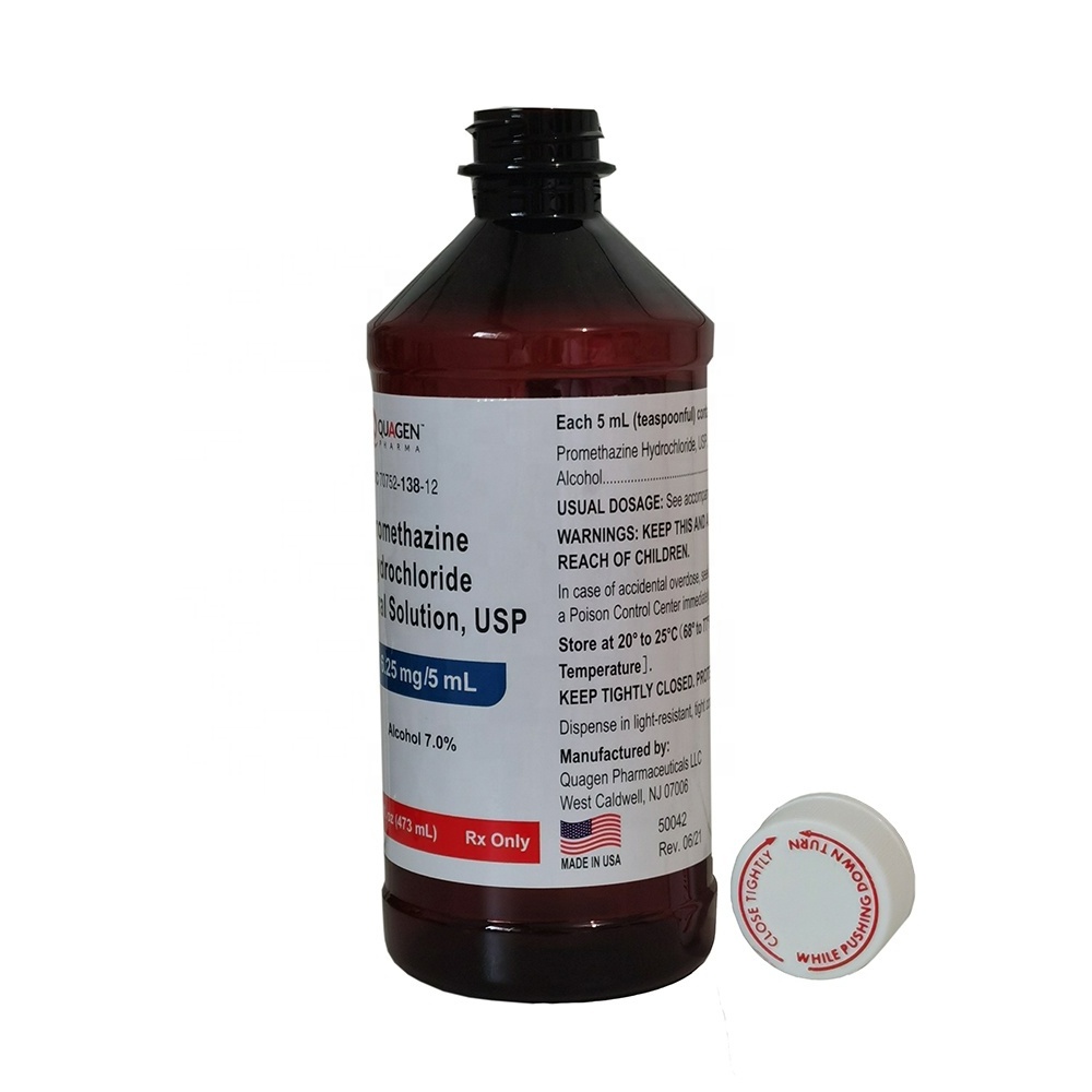 16 oz amber pet bottle with Red CRC Caps syrup bottle with Wockhardt Tris Quagen Akorn Par PAI Qualitest TEVA Labels