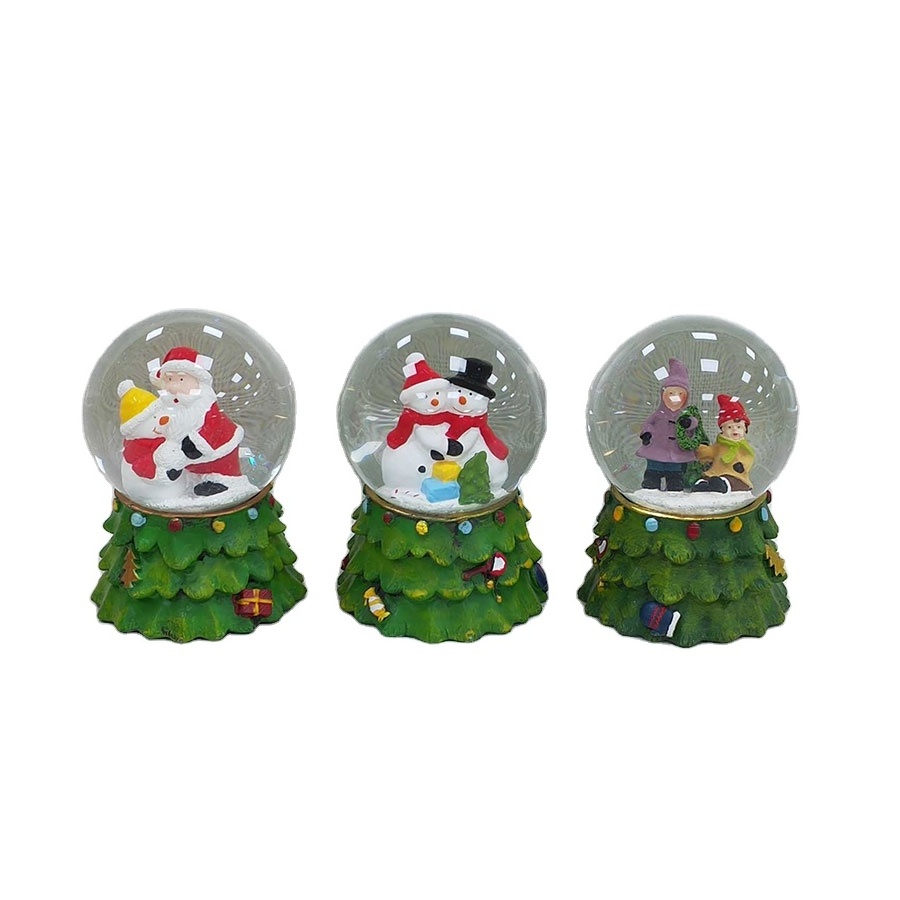 Customized Resin Luxury Ornament Gifts Music Box Snow Ball Santa Claus snow globe glass