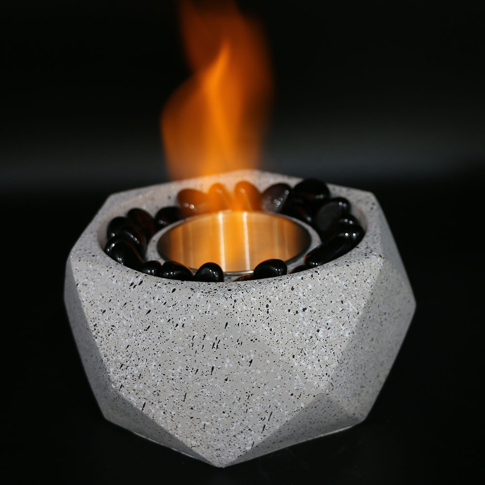 Precast Tabletop Fire Pit Portable Rubbing Alcohol Fire Pit Bowl Clean Burning Personal Concrete Fireplace