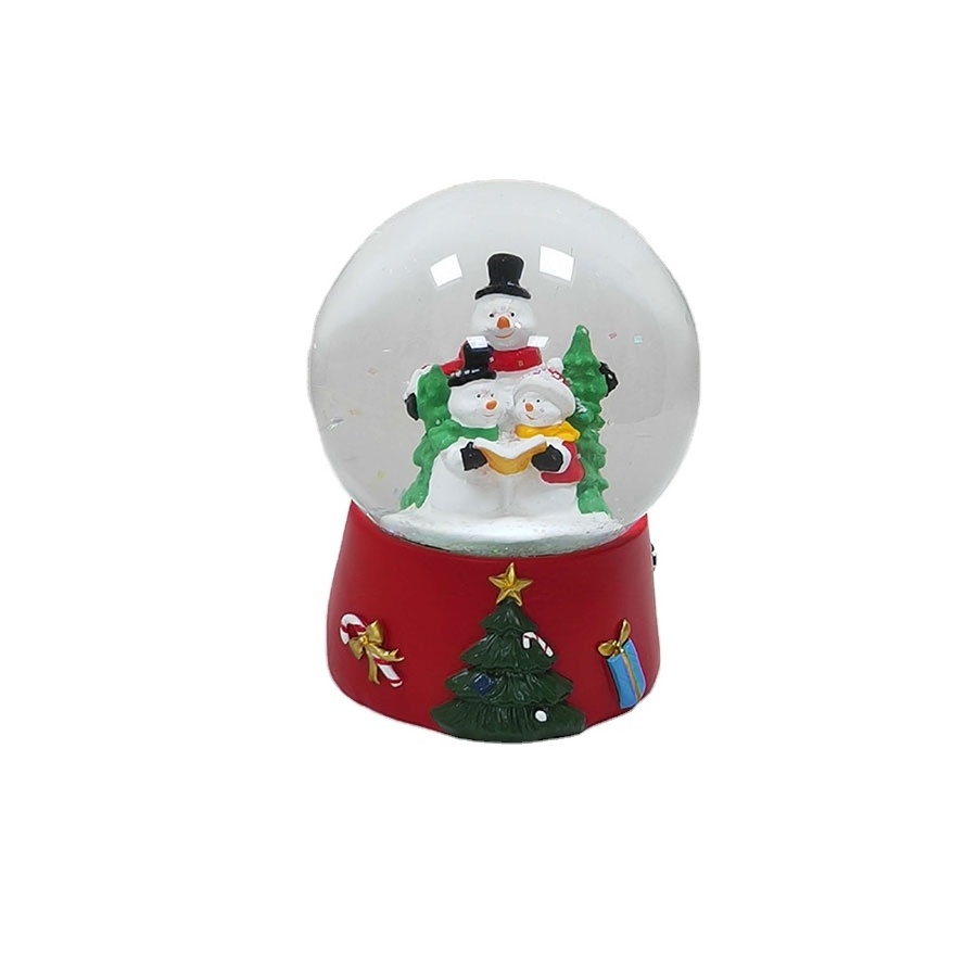 Customized LED Music Round Crystal Ball Snow Globe Glass Transparent Santa Claus Resin water globe