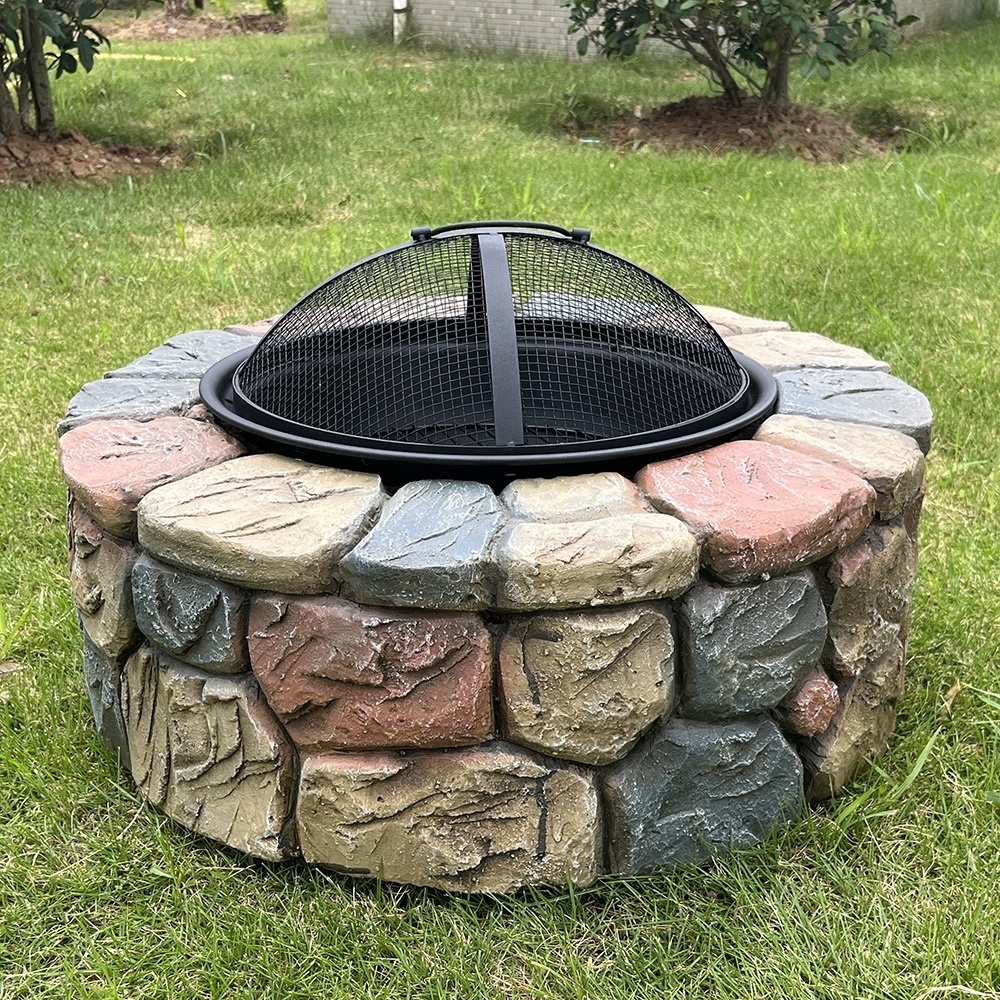 Europe hot sale concrete wood burning fire pit  spark screen for sale