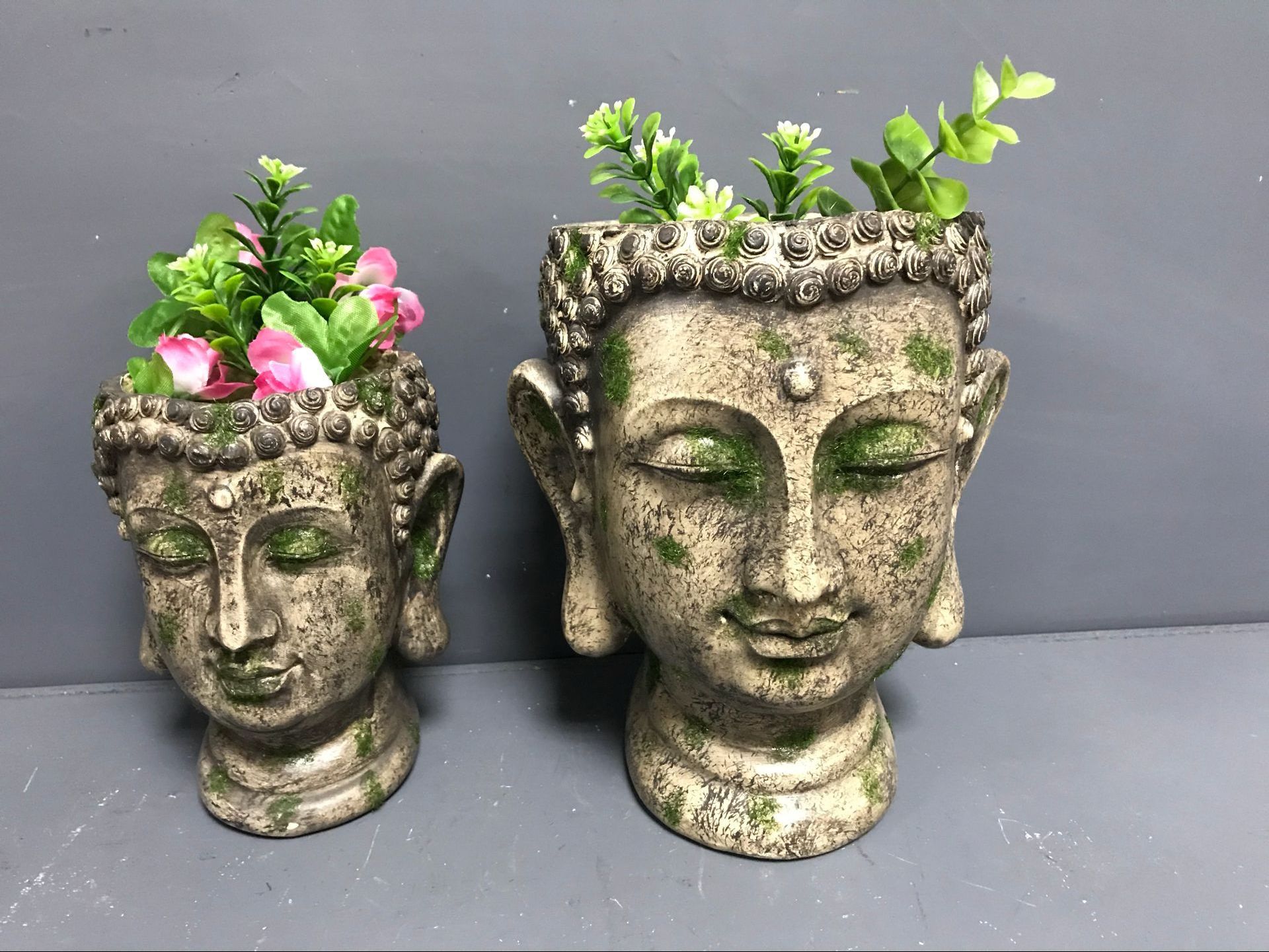 Wholesale Laughing Buddha Head Shape Planter Flower Pot For Garden Decoration