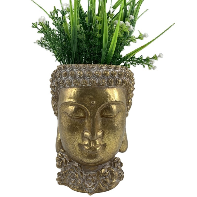 Resin Buddha Head Planter Pot Buddha Statue Buddha Head Planter for Home Decoration