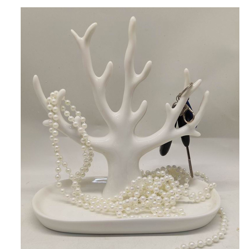 Ceramic Coral Accessories Tree Necklace Bracelet Holder Earring Hanger Organizer Rack Ring Watch Jewelry Display Tray