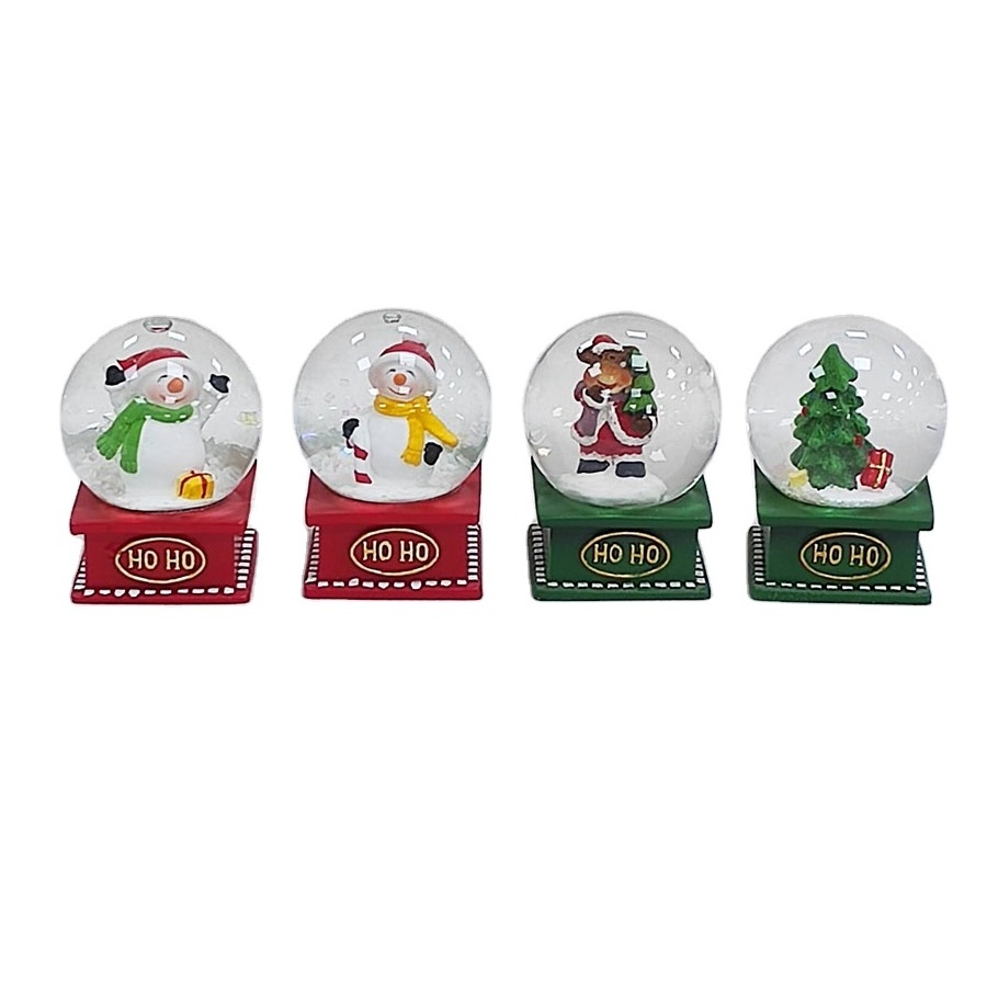 Customized Resin Luxury Ornament Gifts Music Box Snow Ball Santa Claus snow globe glass