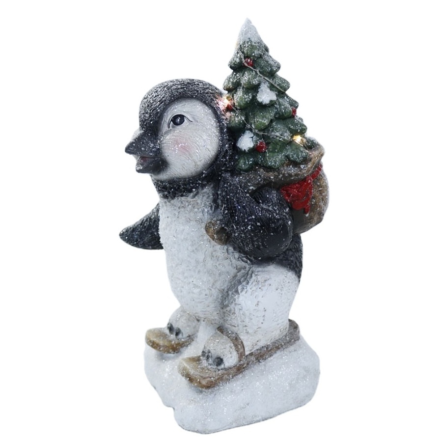 Customized MGO Penguin ski with Christmas tree for Garden Christmas Statue