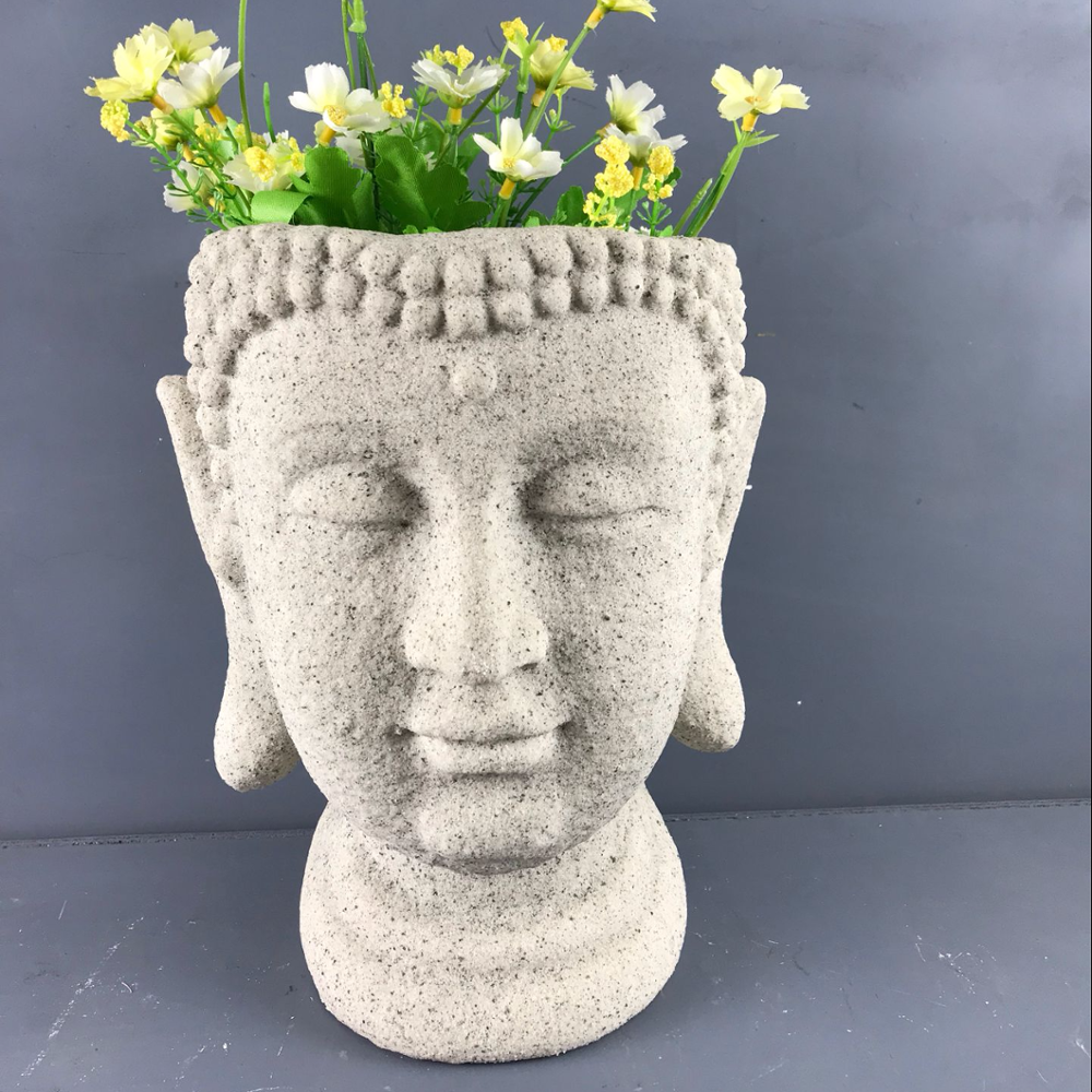 Wholesale Laughing Buddha Head Shape Planter Flower Pot For Garden Decoration