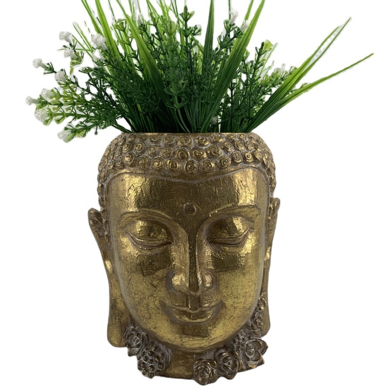 Resin Buddha Head Planter Pot Buddha Statue Buddha Head Planter for Home Decoration