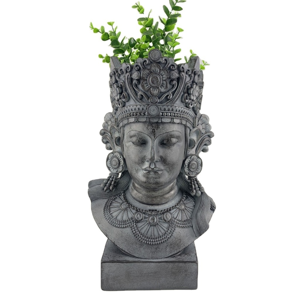 Wholesale Home Garden Decor Resin Buddha Head Statues Planter Buddha Head Flower Vase for Table