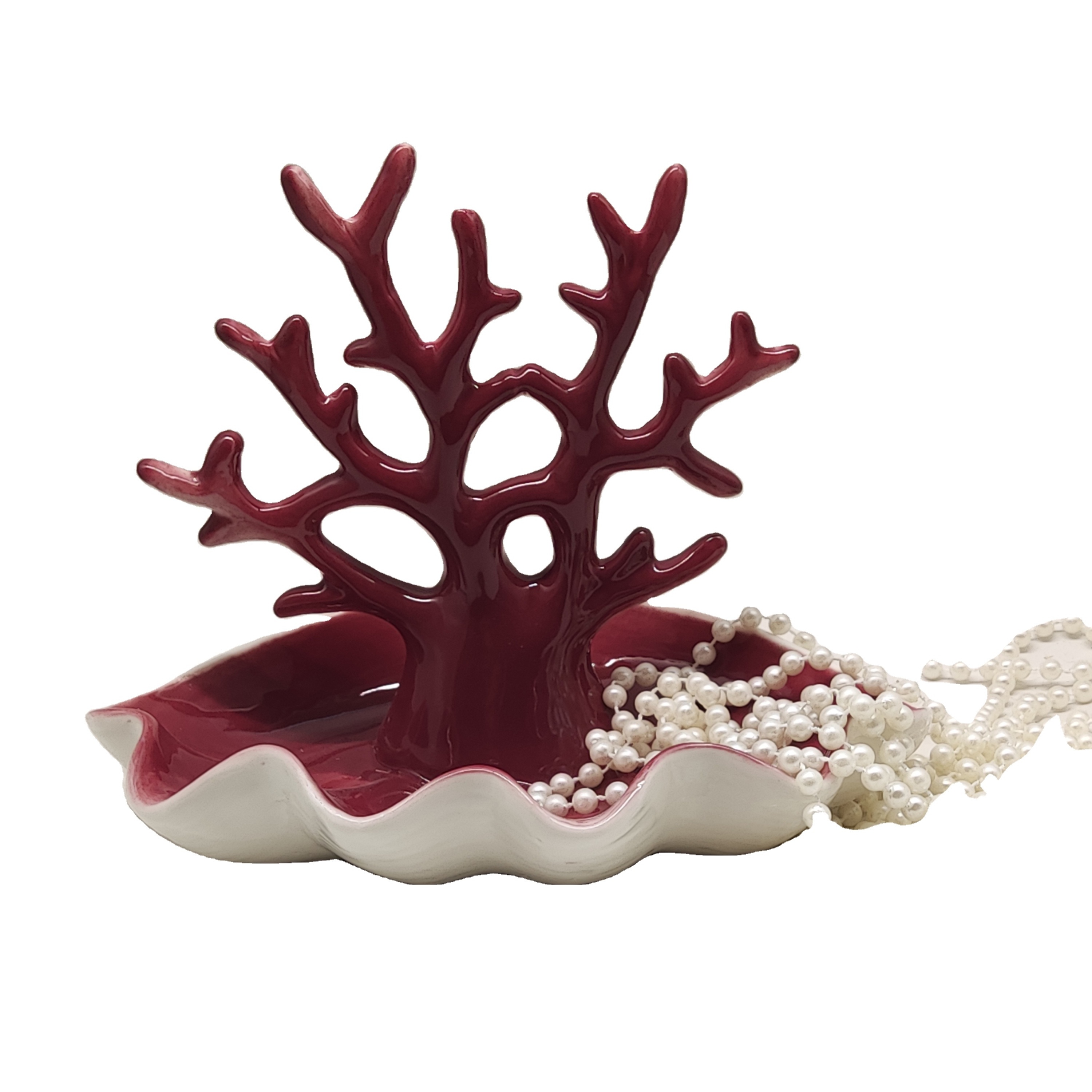 Ceramic Coral Accessories Tree Necklace Bracelet Holder Earring Hanger Organizer Rack Ring Watch Jewelry Display Tray