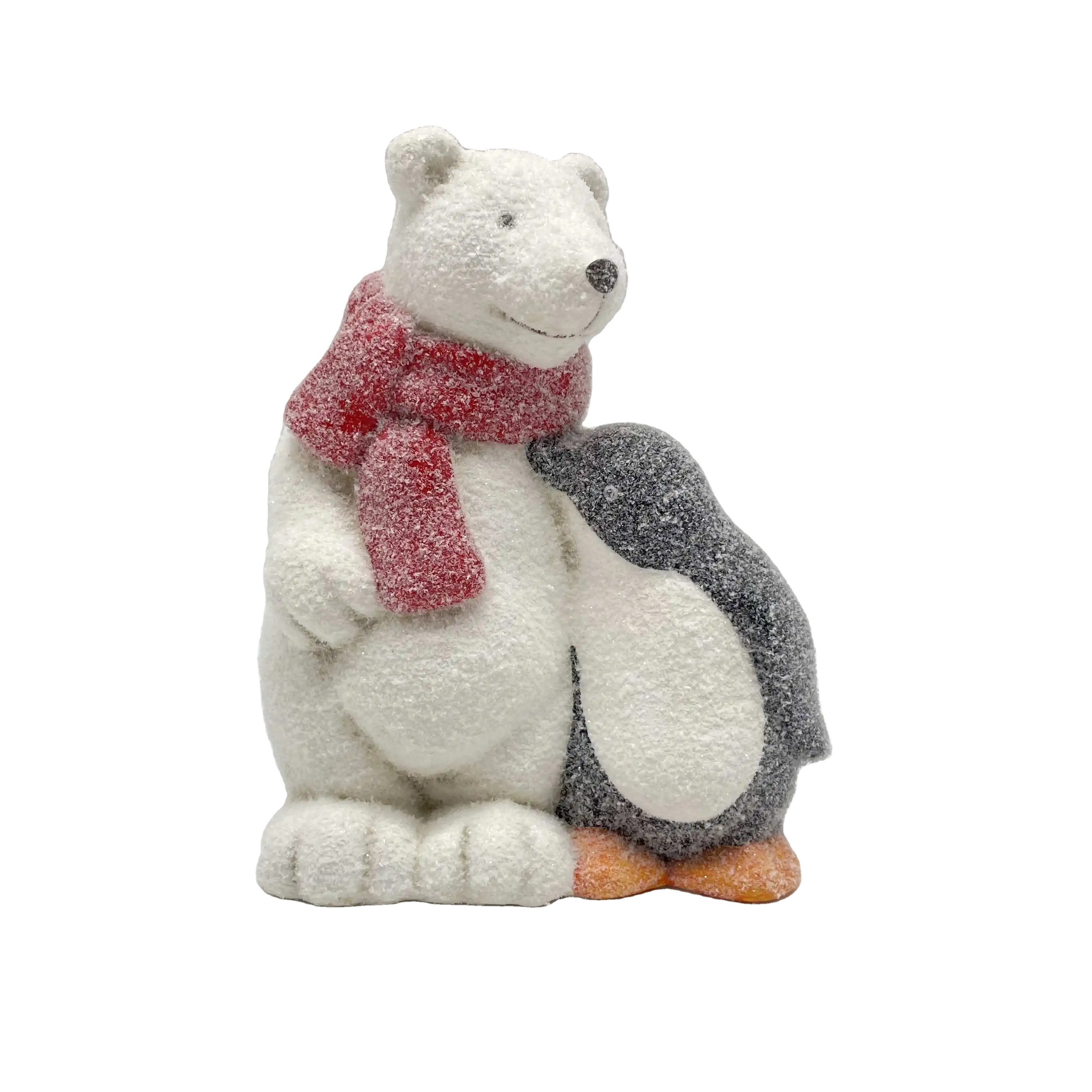 Customized ceramic polar bear decorations for christmas animal craft porcelain figurines