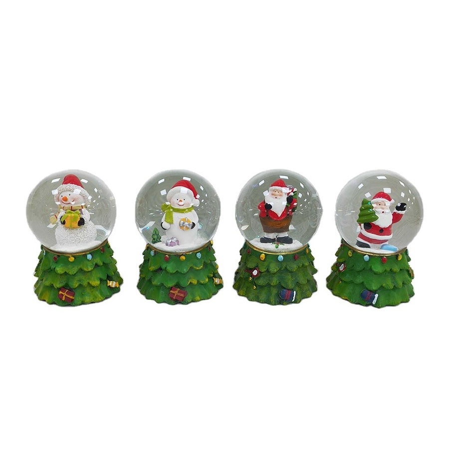 Customized Resin Luxury Ornament Gifts Music Box Snow Ball Santa Claus snow globe glass