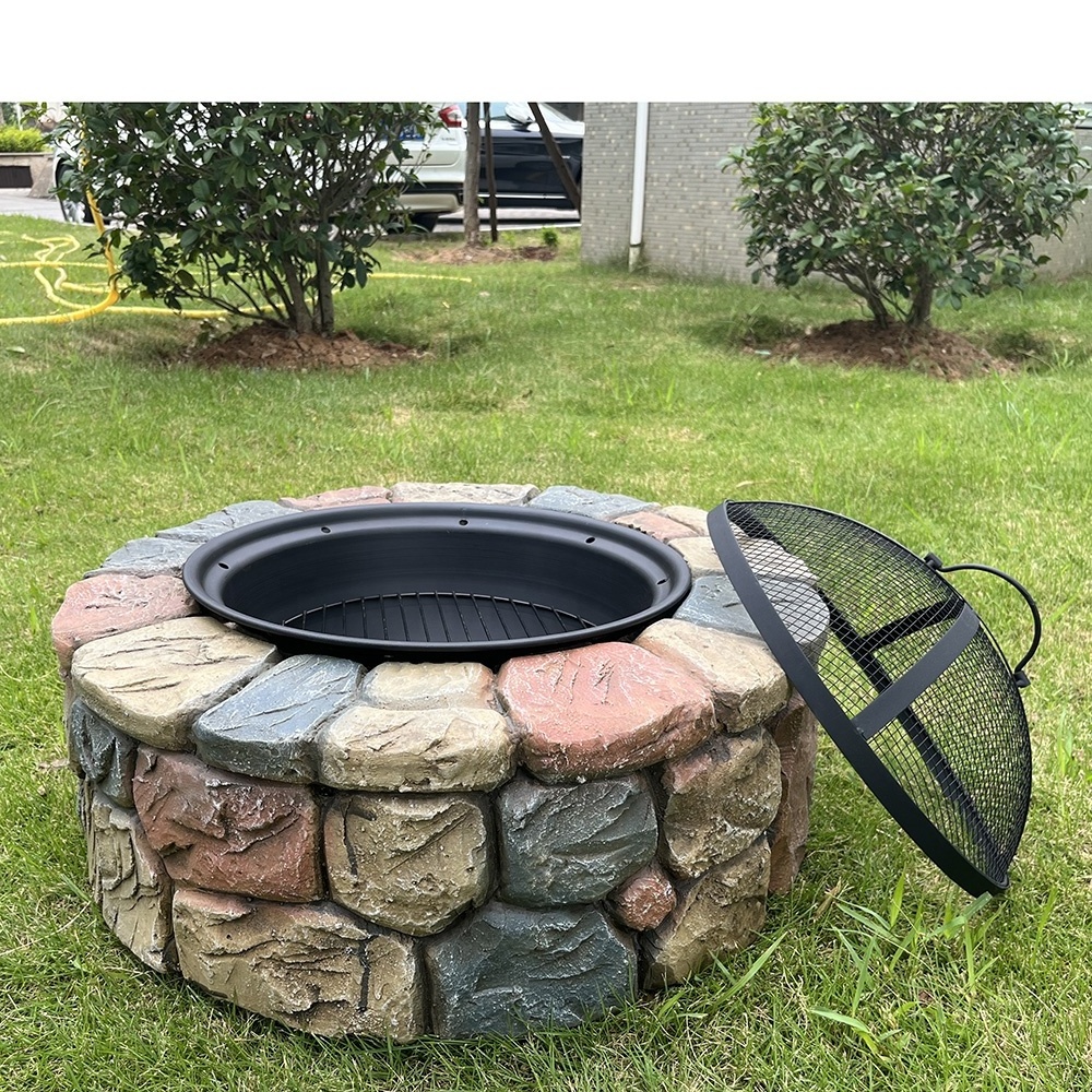 Europe hot sale concrete wood burning fire pit  spark screen for sale