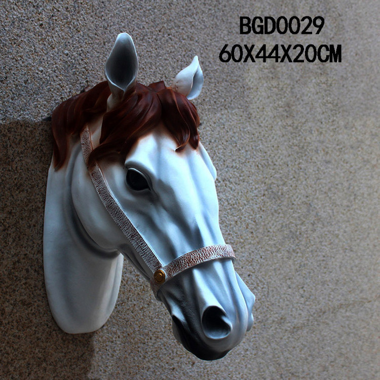 Artificial resin animal statues life size horse head