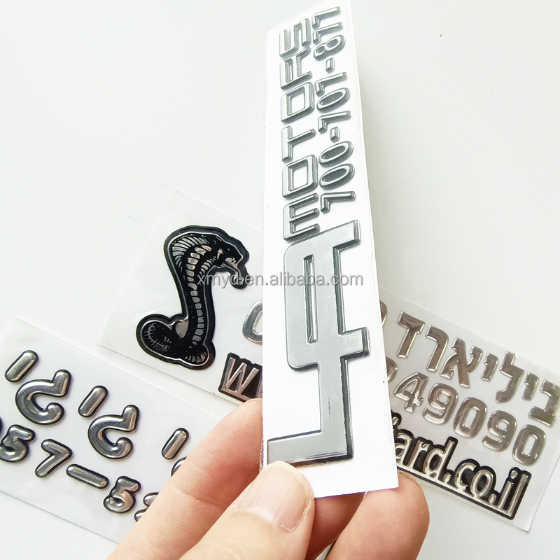 Factory Supply Custom Design 3D chrome Car Logo Soft Letters Label Plastic Stickers For Car