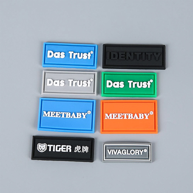 Promotional Iron On Garment 3d Silicon Logo Embossed Silicone Patches Label Pvc Rubber Labels For Clothing