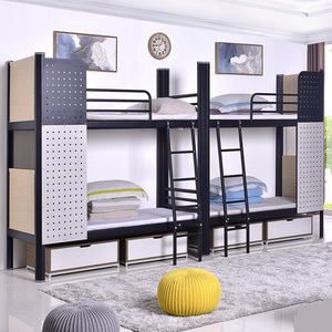 Durable Steel Metal Twins School Student Dormitory Hostel Bunk Bed With Curtain