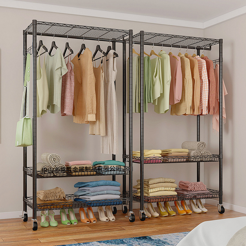 Adjustable Wire Shelving Movable Hanging Hanger Stand Clothing Garment Store Shelf Cloth Display Clothes Rack