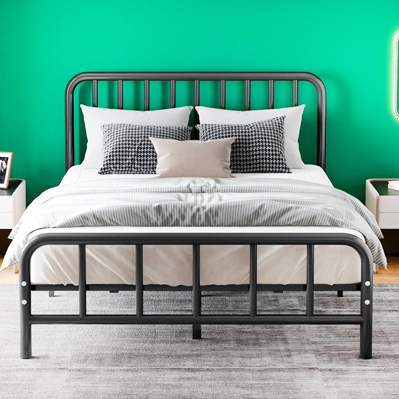 Nordic Simple Metal Iron Bed Single Or Double For Residential Apartment Rental House Hotel Or Dormitory Use