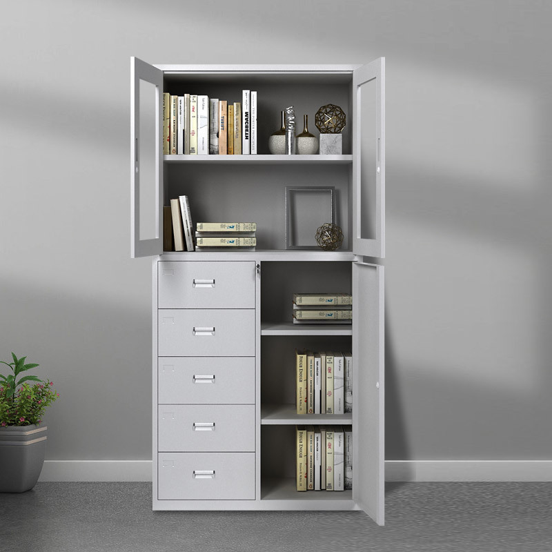 Office Metal Storage Cabinet With Adjustable Shelves,Double Door File And File Cabinet