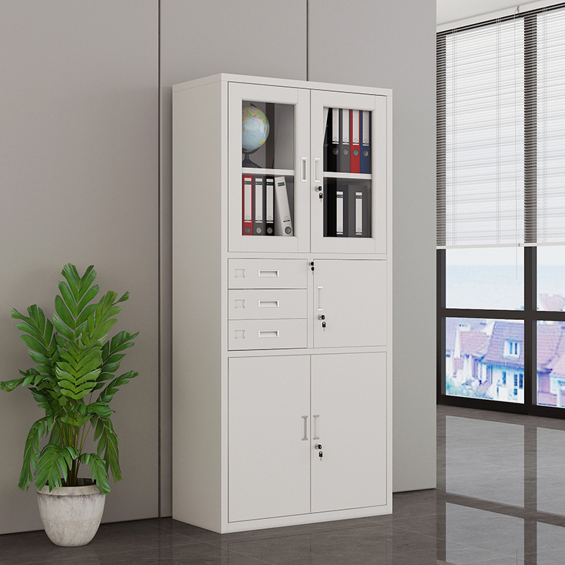 Office Metal Storage Cabinet With Adjustable Shelves,Double Door File And File Cabinet