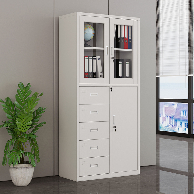 Office Metal Storage Cabinet With Adjustable Shelves,Double Door File And File Cabinet