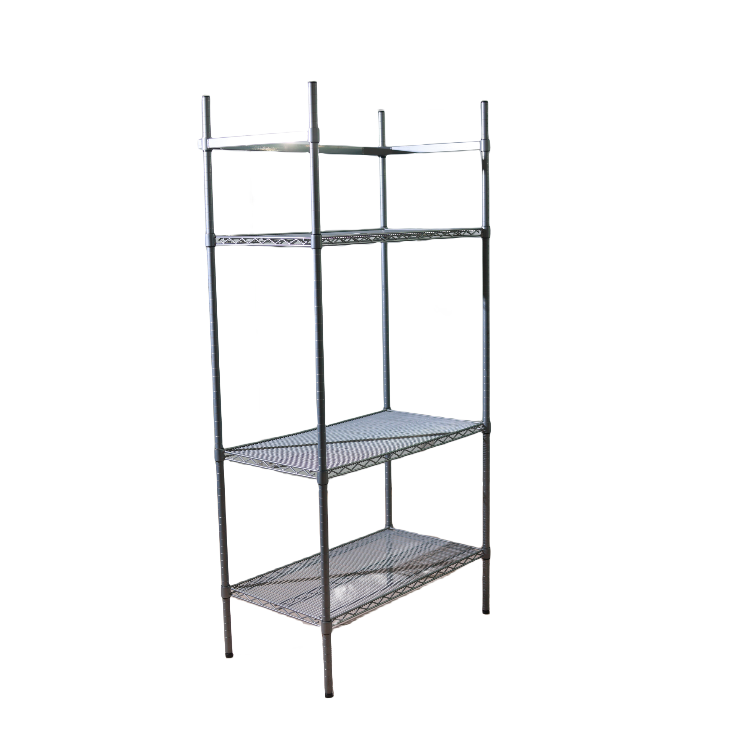 Metal rack heavy duty chrome steel wire shelf shelving with wheels customized design for sale