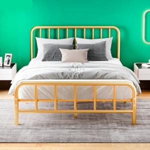 Nordic Simple Metal Iron Bed Single Or Double For Residential Apartment Rental House Hotel Or Dormitory Use