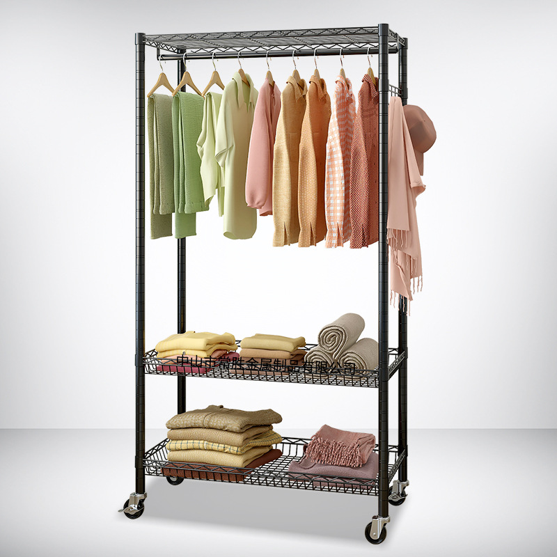 Adjustable Wire Shelving Movable Hanging Hanger Stand Clothing Garment Store Shelf Cloth Display Clothes Rack