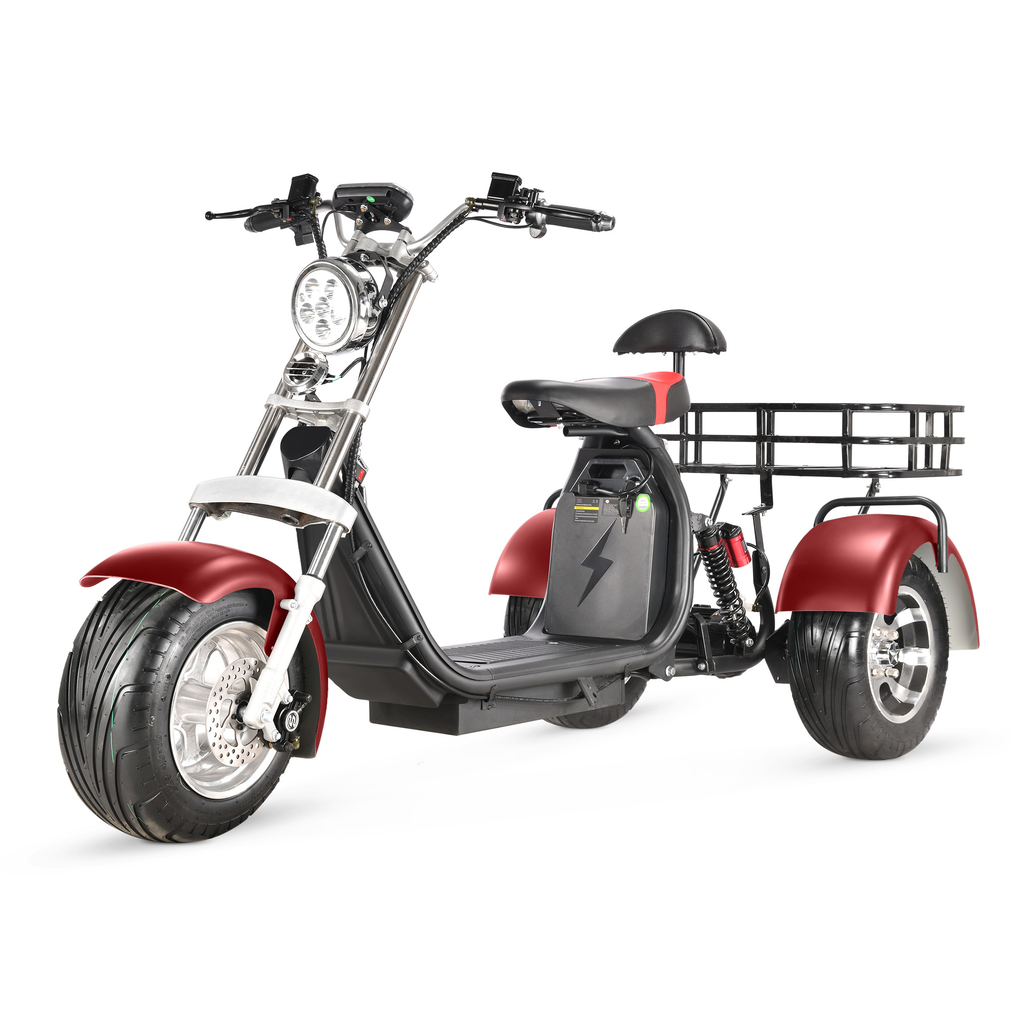 Three-Wheel Electric Scooter with Large Basket and Good Load Capacity Tricycle Scooter