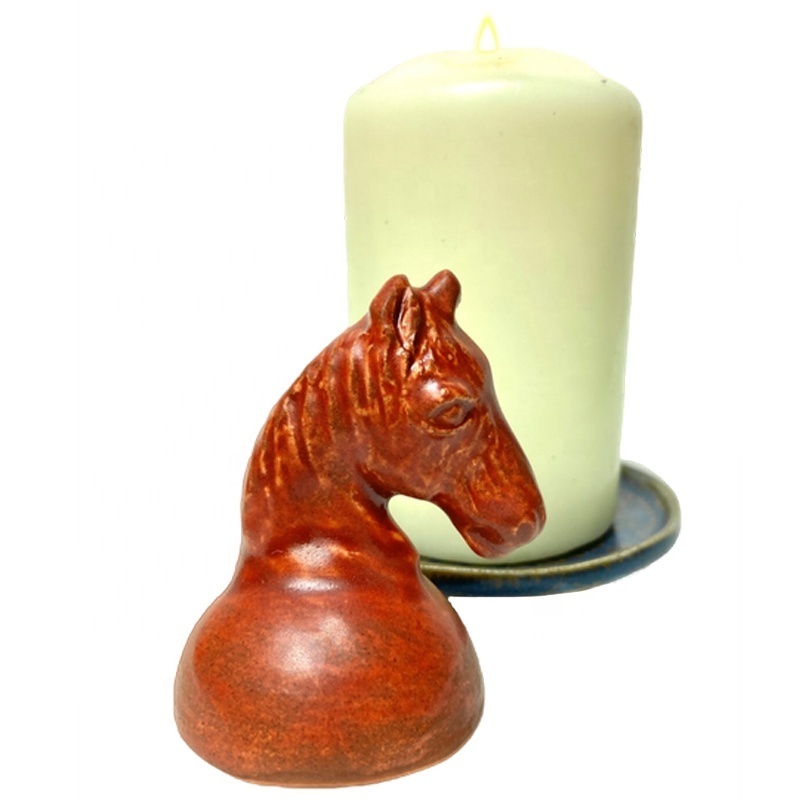 Custom handmade extinguish fired candle ornament ceramic animal candle extinguisher porcelain horse head candle snuffer