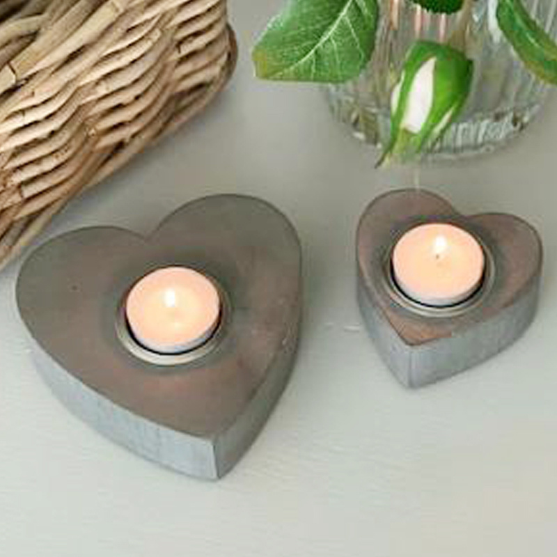 Custom concrete tealight candle container, nordic candle holder vessel, heart shape cement wax candle jars