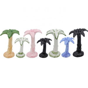 Custom porcelain modern luxury home decor candlestick ceramic taper candle stick stand palm tree candle holder