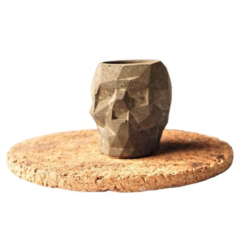 Custom minimalist home decor indoor witch gift cement mini tabletop fireplace concrete skull ritual fire pit for altar table