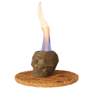 Custom minimalist home decor indoor witch gift cement mini tabletop fireplace concrete skull ritual fire pit for altar table