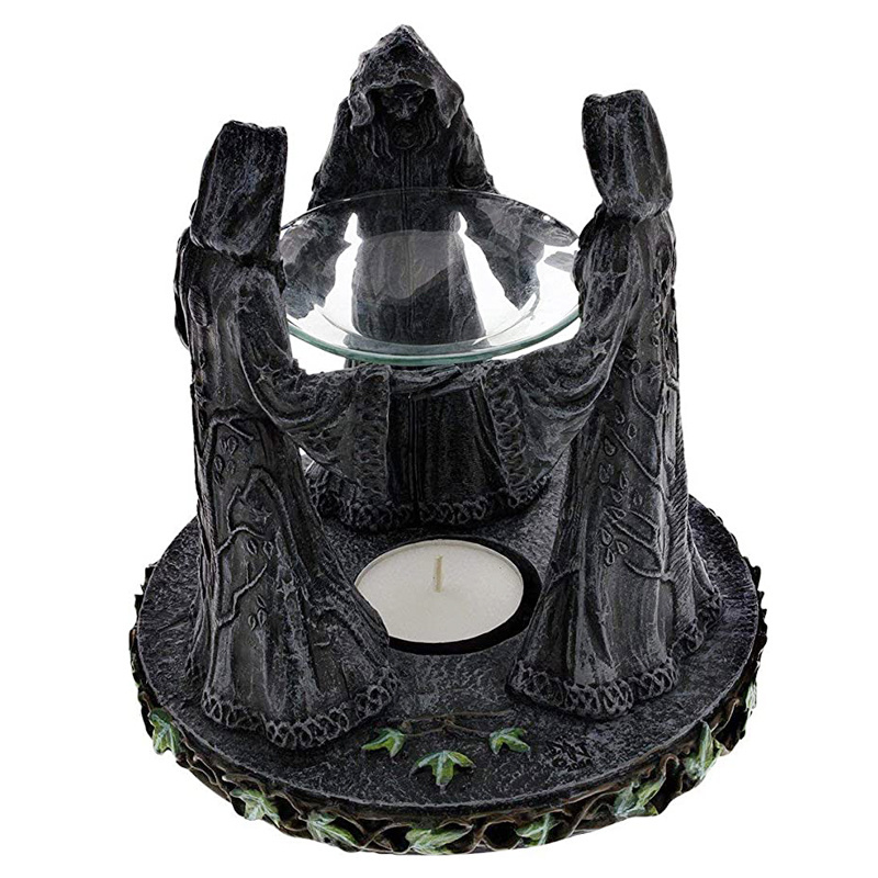 Custom resin mother maiden candle vessels, home decoration female round candle jars, pagan decorative tealight candle holder