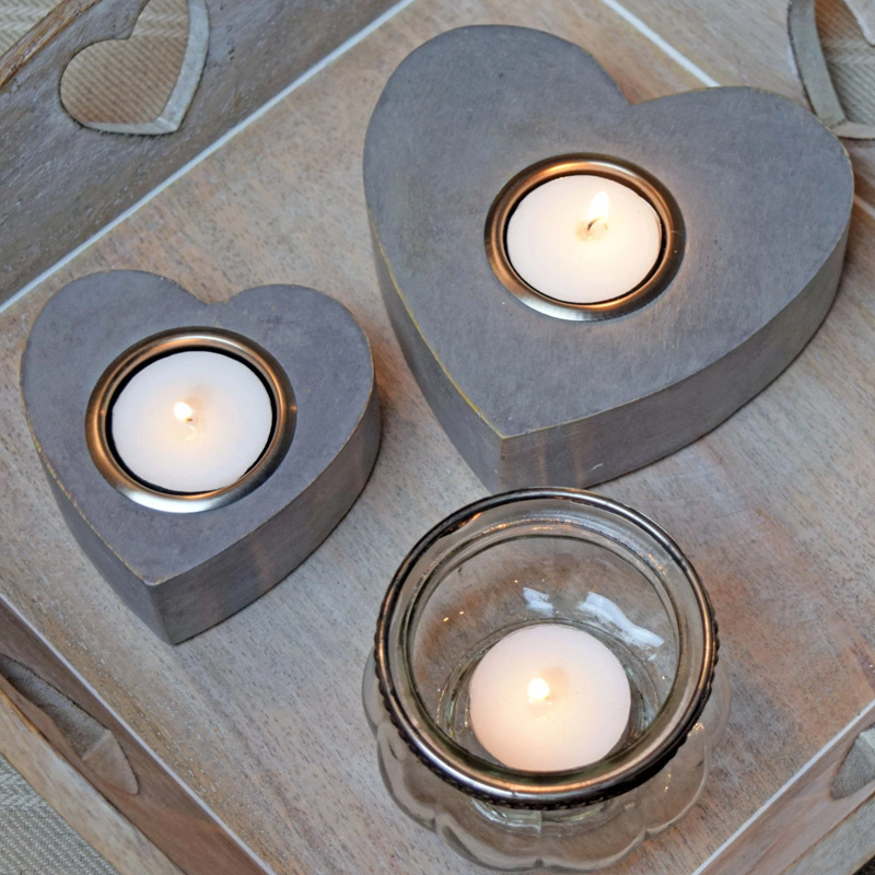 Custom concrete tealight candle container, nordic candle holder vessel, heart shape cement wax candle jars