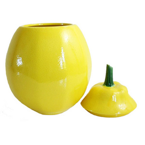 modern ceramic lemon jars cookie pottery kitchen jars fruit shape custom season jar