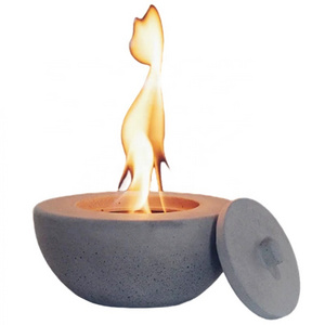 Custom home minimalist decor cement tabletop fireplace smokeless fire bowl portable concrete small mini fire bowl pit with lid