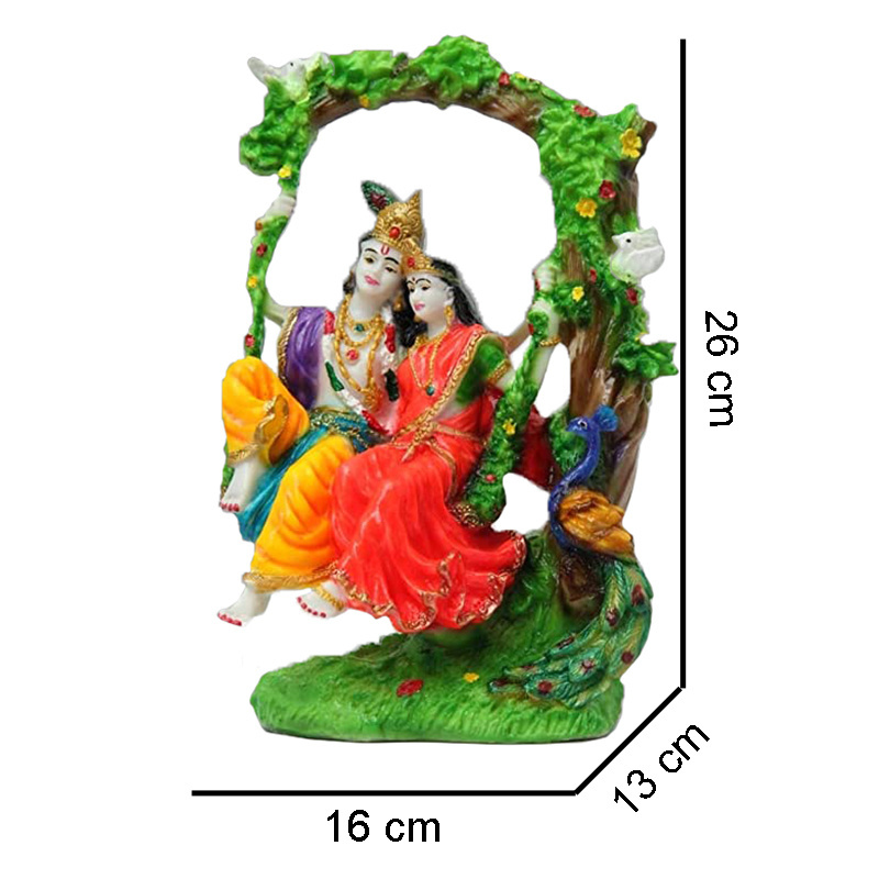 Cattle OX lord krishna figurines resin Nandi Radha Krishna idol statue riding on swing indoor animal statues OX